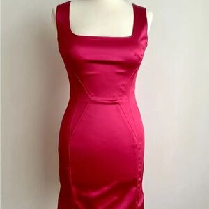 Hot Pink Dolce & Gabbana Midi Satin Cocktail Dress
